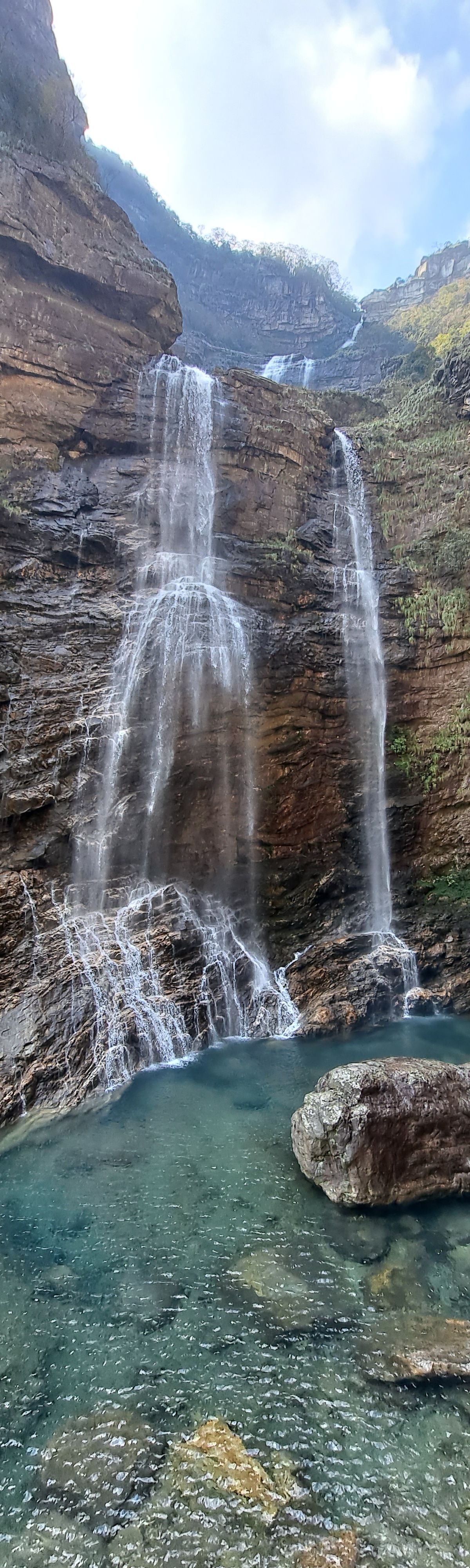 Three Step Spring (Sandiequan) on Lushan, a waterfall dropping in three tiers, fullest in summer